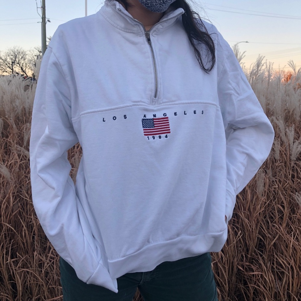 Brandy Melville White Quarter-Zip Sweatshirt - Picture 2 of 11